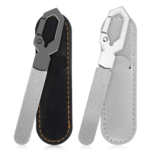 Ymapinc 2-Pack Small Nail Files Stainless Steel - Double Sided Metal Nail File for Women & Men with PU Case