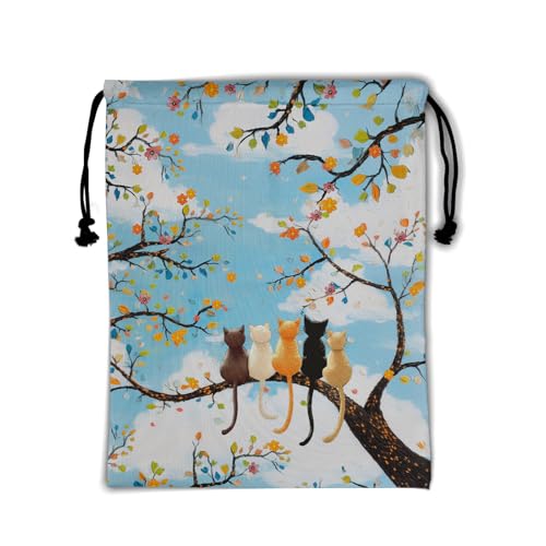 Colorful Floral Cats Grip Bag for Gymnasts Blue Men Women Small Gymnastics Drawstring Bag - color: Colorful Floral Cats-multi