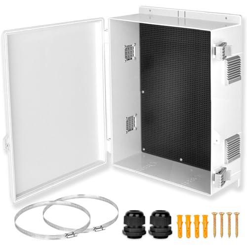 Electrical Junction Box, Outdoor Water Resistant Nema Enclosure, Ventilated ABS Plastic WiFi Project Box with Internal Mounting Panel & Hinged Cover 18.1" Lx 12.7" Wx 4.3" - size: 18.1" Lx 12.7" Wx 4.3"