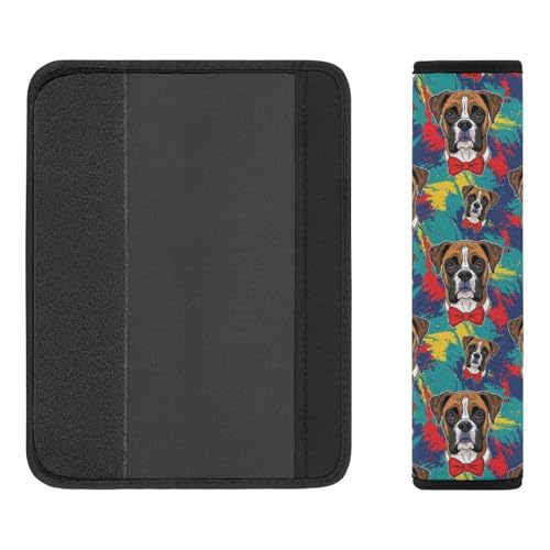 Universal Fit Cute Boxer Dog Car Seat Belt Pad for Elderly Support, Stroller Pushchair High Chair, 1 Pair Shoulder Harness Cover Neck and Shoulder Support - color: Pattern 1186