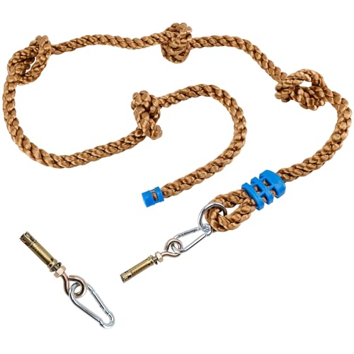 Climbing Rope for Kids, 8.2 FT Long with 4 Knotted Steps, Playground Accessories, Rope Swing for Obstacle Course, Treehouse Swingset Accessories Training for Kids Outdoor（Brown） - color: Coffee