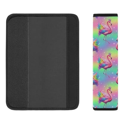 Universal Fit Seat Belt Shoulder Pad for Adult Use, Most Cars, 2 Pack Flamingo Pink Rainbow Harness Pads Strap Pressure Relief - color: Pattern 767