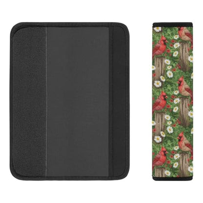 2PCS Breathable Seat Belt Cover for Adults and Children, Most Cars, Cardinal Bird Daisy Flower Shoulder Harness Cover, Shock Absorption - color: Pattern 646
