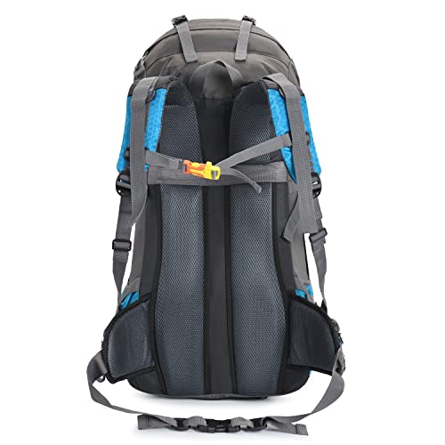 Bseash 60L Waterproof Hiking Camping Backpack with Rain Cover, Large Outdoor Sport Travel Daypack Rucksack for Climbing - color: Light Blue