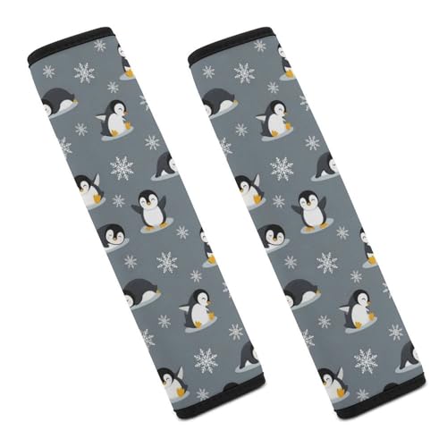 2 Piece Breathable Seat Belt Shoulder Pad for Elderly Support, All Vehicles, Cute Penguin Grey Shoulder Protector, Neck and Shoulder Support - color: Pattern 789