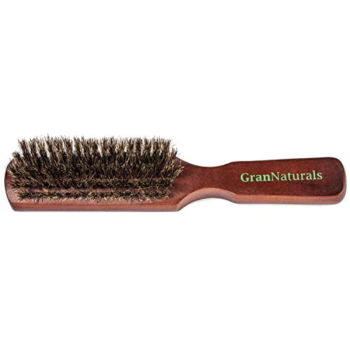 GranNaturals Soft Bristle Hair Brush for Men - Boar Bristle Brush for Styling Beards, Fades, Smoothing Hair and Waves - Natural Wooden Hairbrush