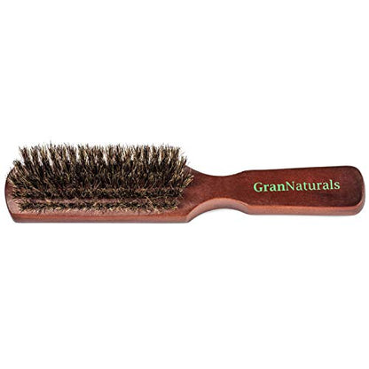 GranNaturals Soft Bristle Hair Brush for Men - Boar Bristle Brush for Styling Beards, Fades, Smoothing Hair and Waves - Natural Wooden Hairbrush