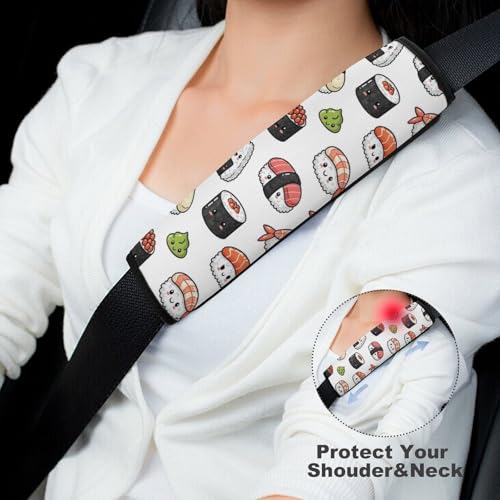 2 Pack Universal Fit Seat Belt Shoulder Pad for Kids, Car Seats Pushchair Strollers High Chair Pushchair, Sushi Shoulder Protector, Anti-Slip Pad - color: Pattern 154