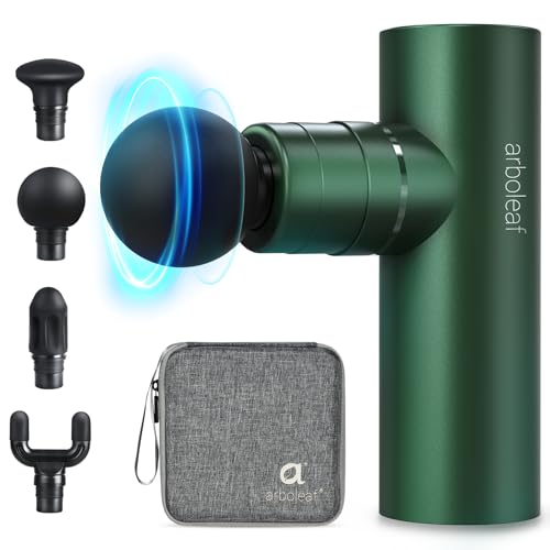 arboleaf Mini Massage Gun Deep Tissue, Portable Percussion Muscle Massager | Compact Full-Metal Design with Quiet Brushless Motor and Carrying Case for Easy Storage, Gym Use, and Travel - color: Green