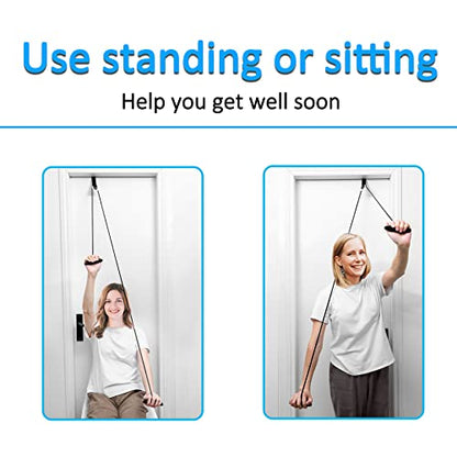 Shoulder Pulley Over The Door Physical Therapy System | Over-the-door exercise pulley designed for shoulder physical therapy exercises. - color: Black