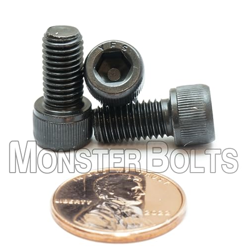 MonsterBolts - 1/4"-28 x 1/2" Socket Head Screws, ASTM A574, Alloy Steel, Black Oxide, 10 Pack - size: 0.5 In. (1/2")