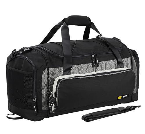 MIER Large Gym Bag for Men 60L Duffel Bag with Shoe Compartment | Lightweight & Durable Sports Duffles; Suited for Workout Fitness Travel Weekender; Water Resistant; Adjustable Shoulder Strap - color: Black