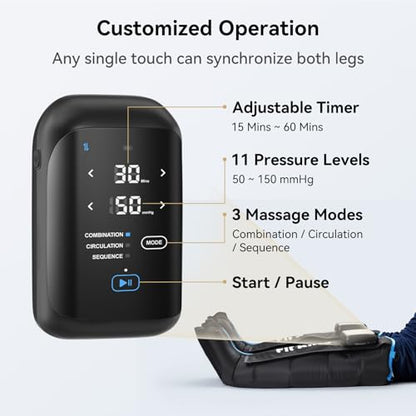 FIT KING Cordless Air Compression Recovery System with 3 Modes and 11 intensities, Sequential Leg Massager for Athletes and Sports Enthusiasts (Small) - size: Small