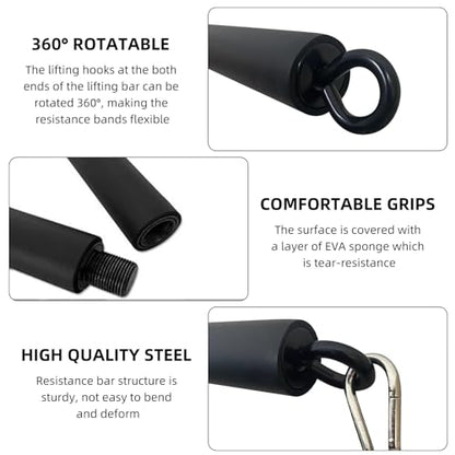 Resistance Band Workout Bar for Body Workout, Adjustable 3 Parts with Easy Grip Foam Durable Portable Steel Pilates Training