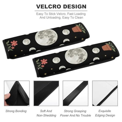 2 Piece Moon Phase Cycle Full Moon Plants Celestial Sun Car Seat Straps Shoulder Pads Universal Fit Automotive Seat Belt Protector for Kids, Car Seats Pushchair Strollers High Chair Pushchair - color: Pattern 993
