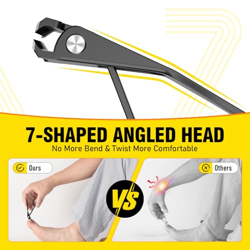 Toenail Clippers for Seniors, Angled Head Toe Nail Clippers for Thick Toenails, Wide Jaw Clippers, Ergonomic Anti-Splash Cutter, Upgraded Long Handled Toenail Clippers - size: Angled Head