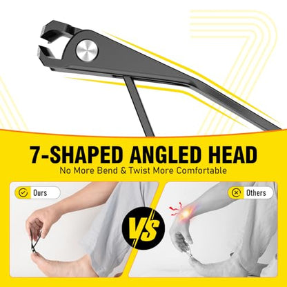 Toenail Clippers for Seniors, Angled Head Toe Nail Clippers for Thick Toenails, Wide Jaw Clippers, Ergonomic Anti-Splash Cutter, Upgraded Long Handled Toenail Clippers - size: Angled Head