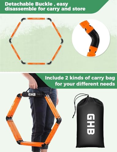 GHB Hex Agility Rings Speed Rings with Carrying Bag 6 Set | Portable Hexagon Rings, Agility Ladder for Agility Footwork Training