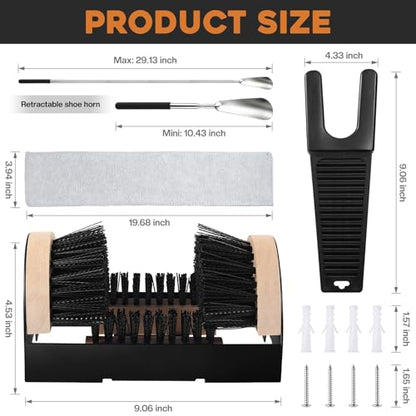 4Pcs Outdoor Heavy Duty Boot Brush Scrubber Boot Jack Shoe Cleaner Scraper Brush with Shoe Horn Cleaning Cloth(Style A)