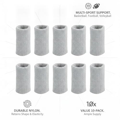 10-Pack Nylon Finger Sleeves for Basketball & Football, Snug Fit, Durable Sports Cover - color: Gray