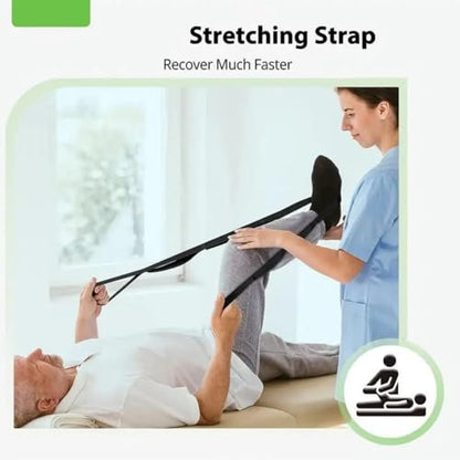 Stretching Strap Yoga Strap for Home Workout, Exercise, Pilates and Gymnastics, 10 Loops Non-Elastic Stretch Bands with Aesthetic Packaging for Women & Men - color: Black
