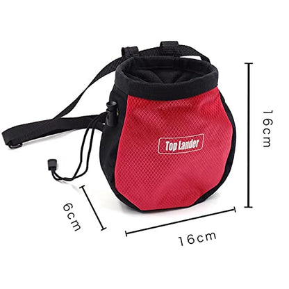 Rock Climbing Chalk Bag with Zipper Pocket for Hunting Hiking Fitness Gym - color: Red