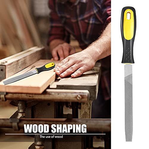 Zhehao 2 Pieces 6 Inch Flat File Metal Axe Sharpener File Steel Handle Rectangular Mill Hand Single Cut Hardened with Handle for Metal Axe Sharpening Extended Use