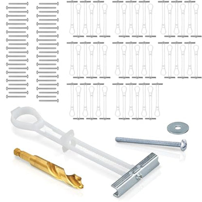 CondoMounts EDA1452 Universal Wall Mounting Anchors | Steel | NO Stud | Metal | TV Mount Metal | Holds 90lbs | Includes 50 Elephant Anchor Set & 1 Titanium Drill Bit - size: 50 Anchors, style: Drywall Mounting Kit