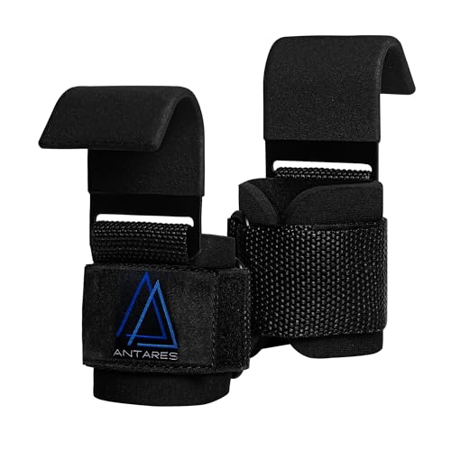 Weightlifting Hooks with Wrist Straps, Black, Padded Lifting Hooks for Men & Women, Heavy Duty, 700 lbs Capacity