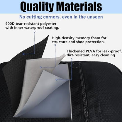 Shoe Bag for Travel,2 Layers Shoes Organizer,Honeycomb Grey | Holds 3 Pairs,Trolley Strap,Easy Clean Lining,Leak Proof,Dual Zippers - color: HoneycombBlack