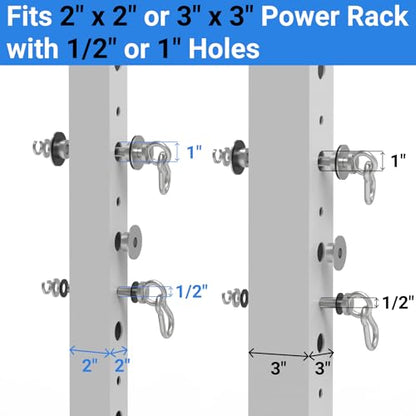 Heavy-Duty Power Rack Attachments, Quick-Install Home Gym Accessories for 2x2, 2x3 & 3x3 Power Racks, Fits 1/2" & 1" Holes - color: Power Rack Attachments with Pulley Wheel