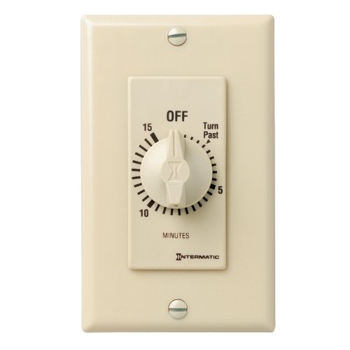 Intermatic FD15MC 15-Minute Spring-Loaded Wall Timer for Fans and Lights, Ivory - color: Ivory, size: 15-Minute, style: Without Hold on Timer