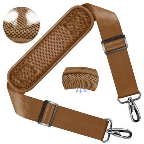 ZINZ Shoulder Strap 58" Ultra-Thick Fixed Padded and Adjustable Buckles Crossbody Strap for Briefcase Laptop Bag Luggage - color: Khaki