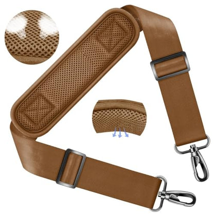 ZINZ Shoulder Strap 58" Ultra-Thick Fixed Padded and Adjustable Buckles Crossbody Strap for Briefcase Laptop Bag Luggage - color: Khaki