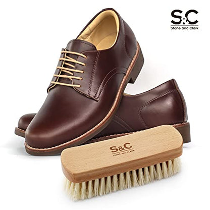 Premium Beige Horse Hair Brush - Horse Hair Shoe Brushes for Polishing, Cleaning & Buffing Leather Shoes - Boot Brush with Soft Bristles, Comfy Grip - Shoe Polish Brush Made of Beech Wood - color: Natural White