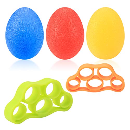 3Pcs Hand Grip Strength Balls with 2Pcs Finger Strengthener,hand ball balls | Wrist Grip Strengthener Trainer, Stress Relief Balls Trainеr Hand Balls, Hand Exerciser Squeezer for Adults Hand Workout