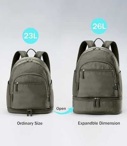 Uselike Gym Backpack for Women Men, Lightweight Gym Bag with Shoe Compartment, Waterproof Workout Backpack with Wet Pocket - color: Grey Sage