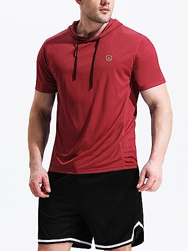 NELEUS Dry Fit Workout Athletic Muscle Tank Top Running Shirts with Hoods - color: 5084 Black/Blue/Red,3 Pack, size: Medium
