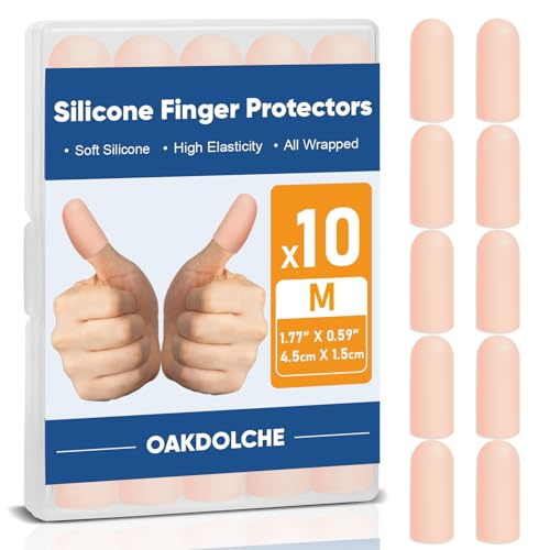 10 Pcs Silicone Finger Cots Protectors (Nude, M) | Finger Protectors for Fingertip & Thumb , Ideal for Trigger, Arthritis, Cracking, Blisters, Callus, Hangnail & Pain Relief