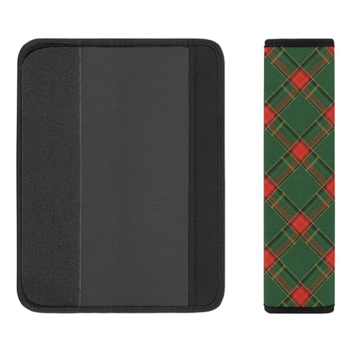Soft Padded Seat Belt Cover for Girls and Boys, Stroller Pushchair High Chair, 2 Piece Buffalo Plaid Checkered Red Green Shoulder Protector Anti-Slip Pad - color: Pattern 1264
