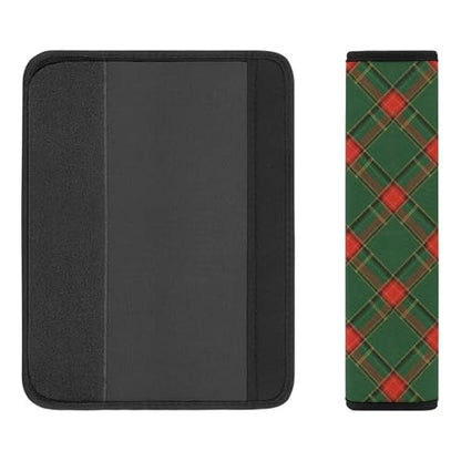 Soft Padded Seat Belt Cover for Girls and Boys, Stroller Pushchair High Chair, 2 Piece Buffalo Plaid Checkered Red Green Shoulder Protector Anti-Slip Pad - color: Pattern 1264