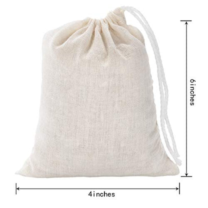Tatuo 50 Pieces 4 x 6 Inches Muslin Cotton Drawstring Bags Canvas Linen Sachet Bag Reusable Empty Gift Pouch for Party Home Supplies - size: 4 x 6 Inches (Pack of 50)