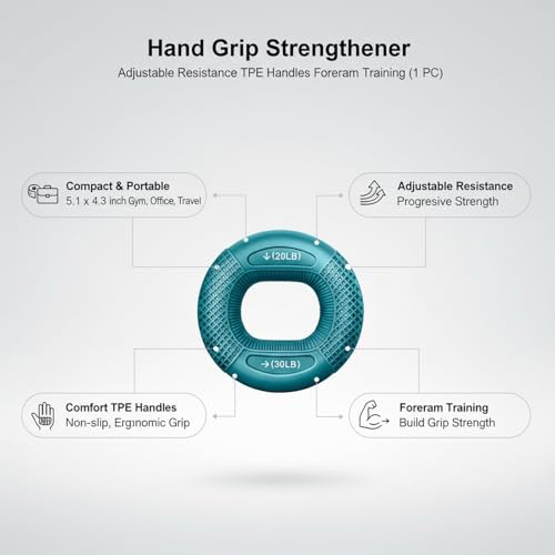 Adjustable Hand Grip Strengthener with TPE Handles for Forearm, Finger & Wrist Training - Portable Fitness Tool - color: Blue