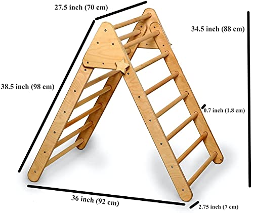 Montessori Wooden Climbing Triangle for Kids | Foldable Indoor Climbing Frame for Children & Toddlers | Wooden Playground Equipment (XLarge) - style: XLarge
