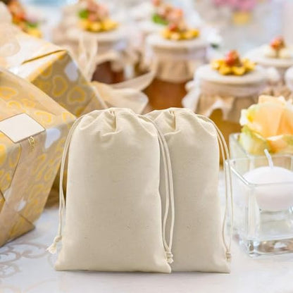 gobyhumm 50 Pcs Cotton Muslin Drawstring Sachet Pouch Bags（5 * 7"） | Pure Cotton Sachet Bags，Reusable Empty Gift Pouches for Party Home Supplies - color: 50 pcs,5*7"