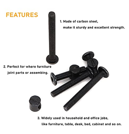 50pcs Crib Hardware Screws, M6 x 20mm/ 30mm/ 40mm/ 50mm/ 60mm Black Hex Socket Cap Bolts Barrel Nuts Assortment Kit for Cot Crib Bed Chairs - size: M6 x 20/30/40/50/60mm (50 pcs)