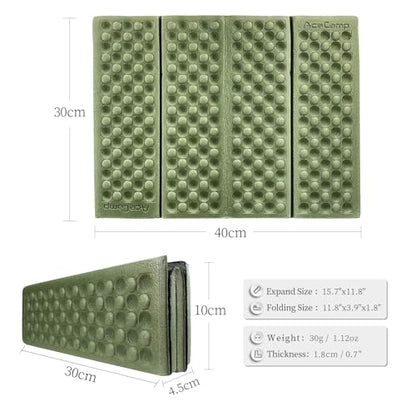 AceCamp 3940 Portable Lightweight Mini Waterproof Folding Mat, Foam Sitting Pad for Outdoor Activities, Foldable Kneeling and Seat Cushion for Comfort, Red - style: Green 1pc
