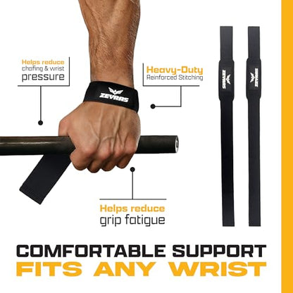 Workout Grips & Wrist Straps Set - Anti-Slip Silicone Hand Grips + Lifting Straps for Gym, Weightlifting, Pull-Ups, Deadlifts - Gloves Alternative (2 Grips + 2 Straps + Carry Case)