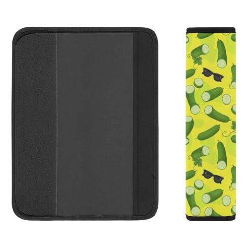 2PCS Breathable Seat Belt Cover for Adults and Children, Most Cars, Novelty Funny Green Pickle Shoulder Harness Cover, Shock Absorption - color: Pattern 1132