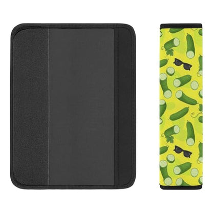 2PCS Breathable Seat Belt Cover for Adults and Children, Most Cars, Novelty Funny Green Pickle Shoulder Harness Cover, Shock Absorption - color: Pattern 1132